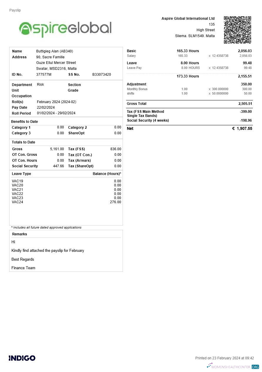 Download Aspire Global International payslip template in Word and PDF formats.pdf, 1 Photoshop template